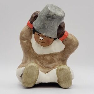 C. Alan Johnson Alaska Inuit Boy Child "Ahtoon" & Pail Ceramic Figurine©1962Z426